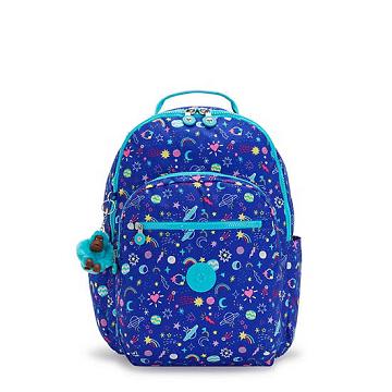 Mochilas Kipling Seoul Large Printed 15" Laptop Azules | MX 1855GS